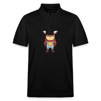 Super-héros Drôle Vache Kawaii Dessin animé Animal de compagnie - Polo PREPSTER bio Stanley/Stella Unisexe - noir - Devant - Roxy (174cm) & Andy (188cm)
