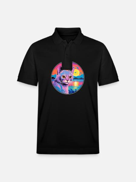 Korat Cat Breed Akvarel tegneserie Kawaii Pet - Stanley/Stella PREPSTER økologisk unisex poloshirt - sort