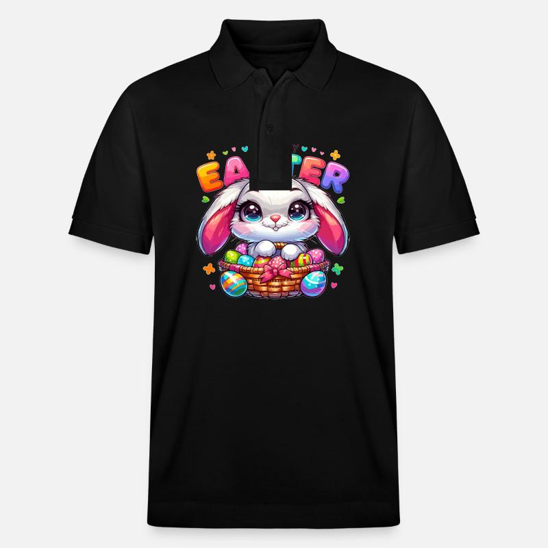 Happy Easter - Easter Bunny Illustration - Stanley/Stella Unisex Bio-Poloshirt PREPSTER - Schwarz