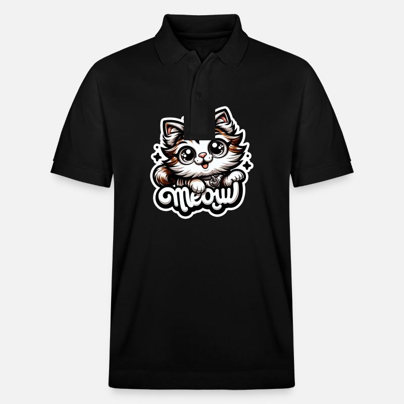 Miaou - Illustration de chat - Polo PREPSTER bio Stanley/Stella Unisexe - noir