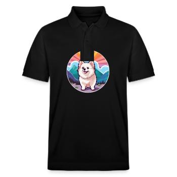 Pommern Deutscher Spitz Hunderasse Karikatur Kawaii W - Stanley/Stella Unisex Bio-Poloshirt PREPSTER - Schwarz - Vorne - Roxy (174cm) & Andy (188cm)