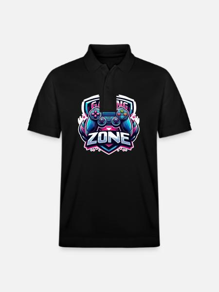 Gaming Zone - Controller Illustration - Stanley/Stella Unisex Organic Polo Shirt PREPSTER - black