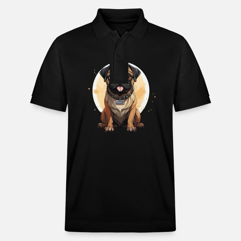 Mops Porträt - Stanley/Stella Unisex Bio-Poloshirt PREPSTER - Schwarz