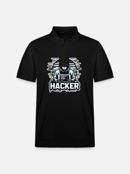 Hacker - Illustration - Stanley/Stella Unisex Bio-Poloshirt PREPSTER - Schwarz