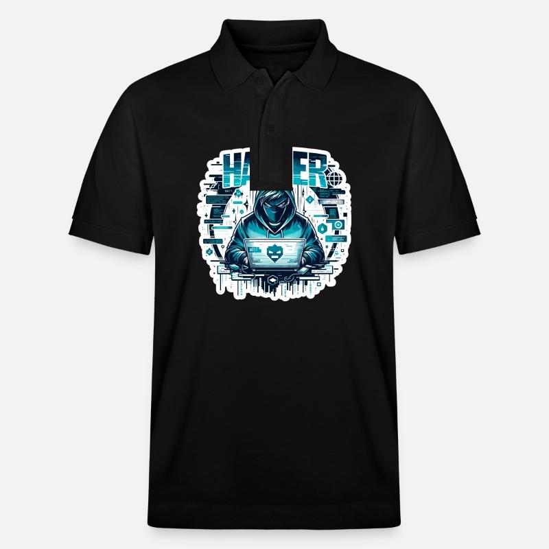 Hacker - Illustration - Polo PREPSTER bio Stanley/Stella Unisexe - noir