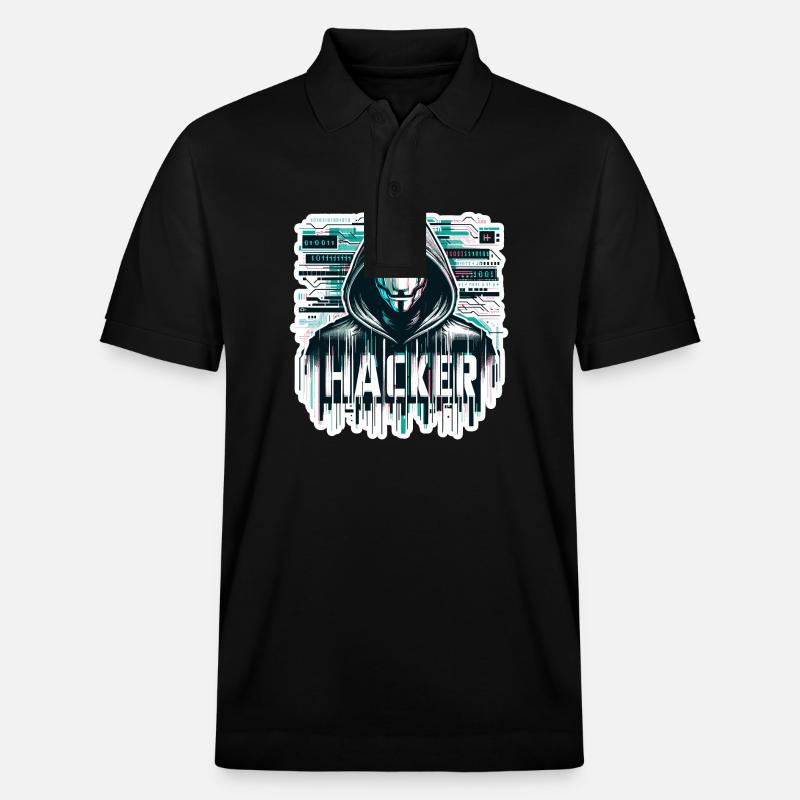 Hacker - Illustration - Polo PREPSTER bio Stanley/Stella Unisexe - noir