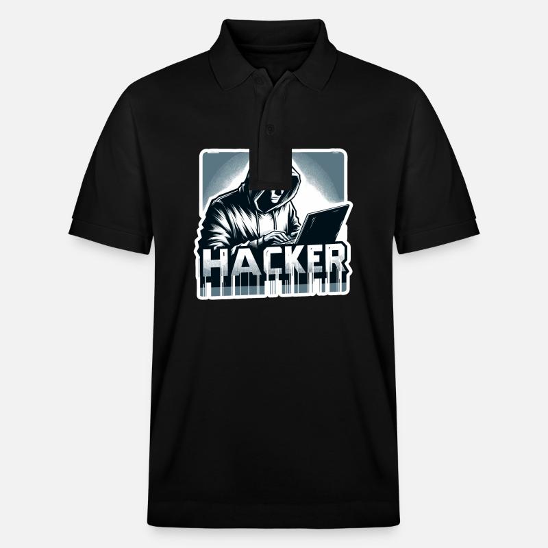 Hacker - Illustration - Stanley/Stella Unisex Bio-Poloshirt PREPSTER - Schwarz