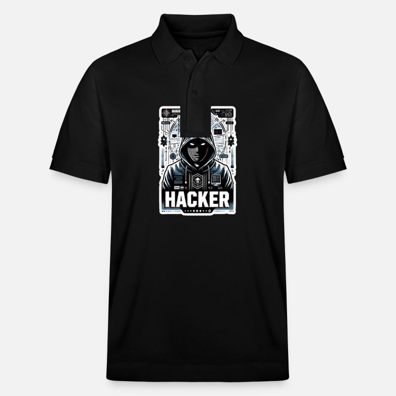 Hacker - Illustration - Stanley/Stella Unisex Bio-Poloshirt PREPSTER - Schwarz