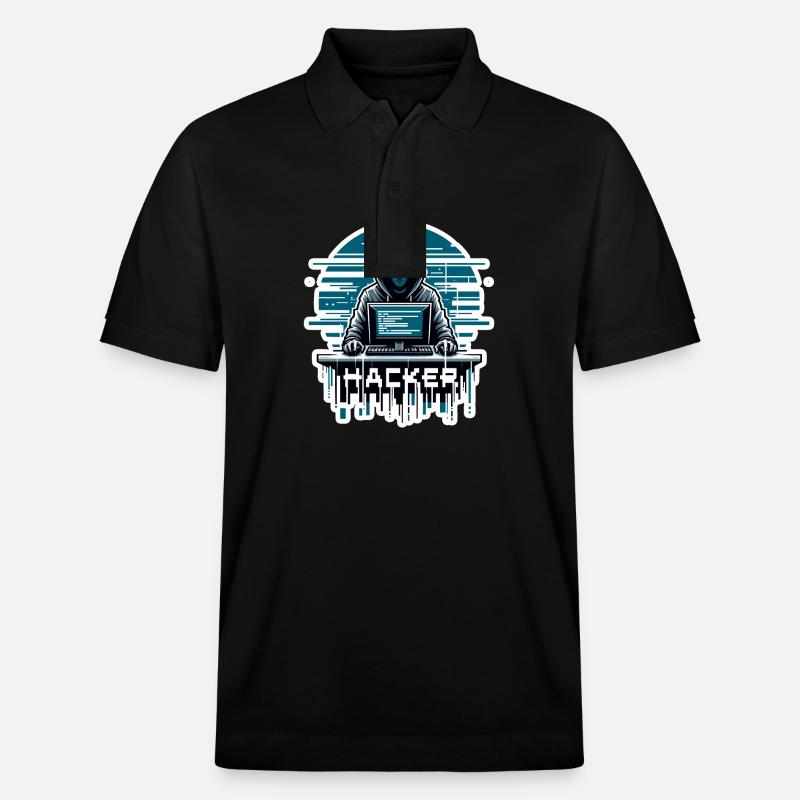 Hacker - Illustration - Polo PREPSTER bio Stanley/Stella Unisexe - noir