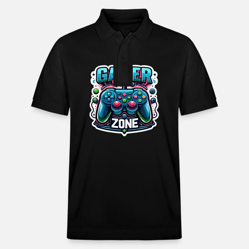 Gamer Zone - Controller Illustration - Stanley/Stella Unisex Organic Polo Shirt PREPSTER - black