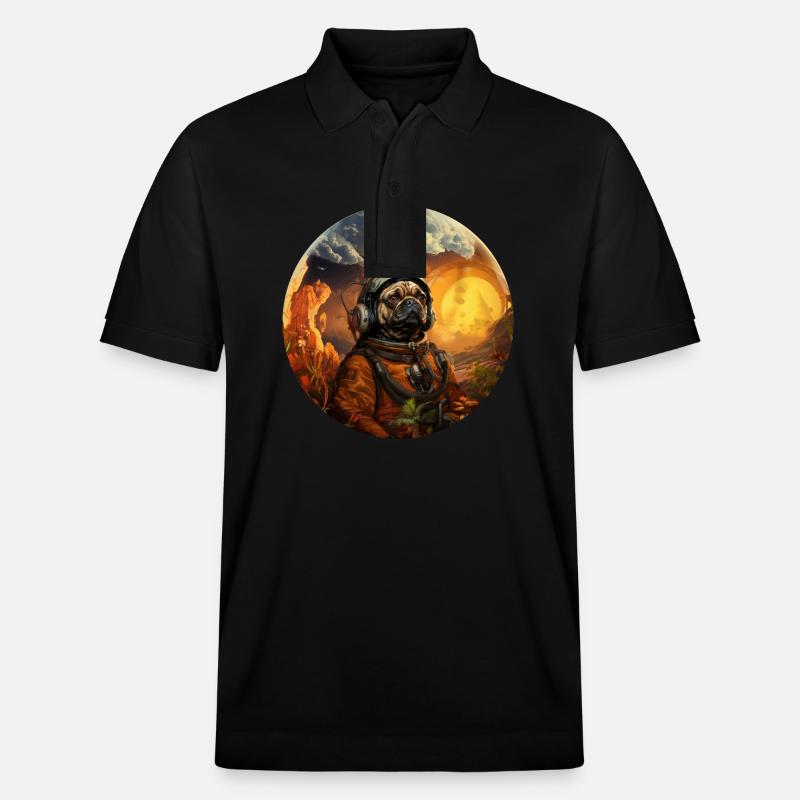 Mops Austronaut - Stanley/Stella Unisex Bio-Poloshirt PREPSTER - Schwarz