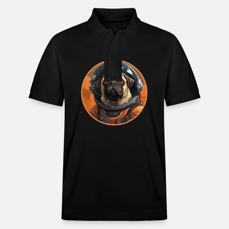 Mops Austronaut - Stanley/Stella Unisex Bio-Poloshirt PREPSTER - Schwarz