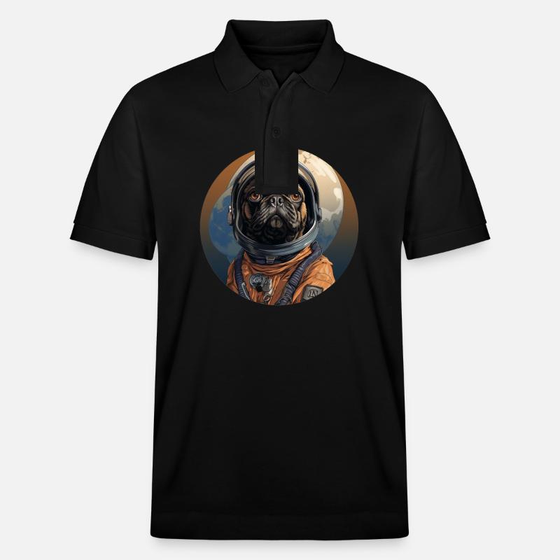 Mops Austronaut - Stanley/Stella Unisex Bio-Poloshirt PREPSTER - Schwarz