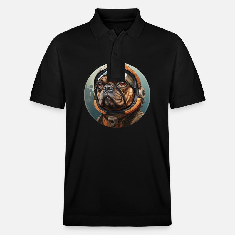 Mops Austronaut - Stanley/Stella Unisex Bio-Poloshirt PREPSTER - Schwarz