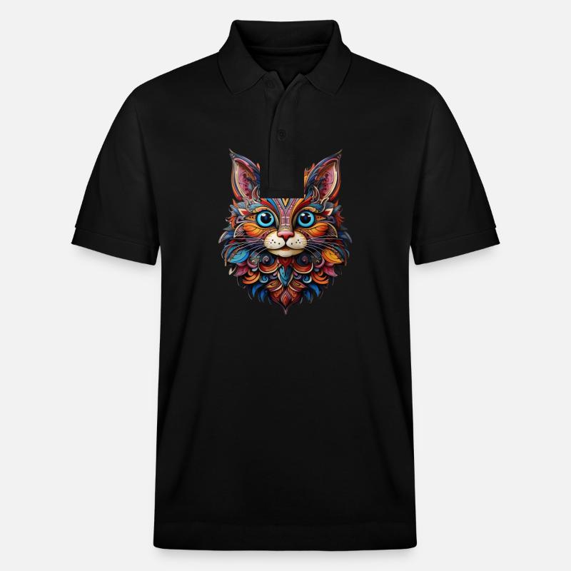 Katze Farbenfroh - Stanley/Stella Unisex Bio-Poloshirt PREPSTER - Schwarz
