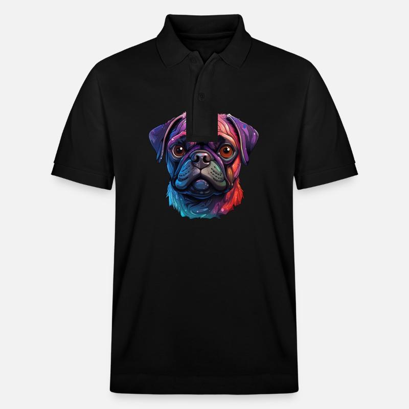 Mops farbenfroh - Stanley/Stella Unisex Bio-Poloshirt PREPSTER - Schwarz
