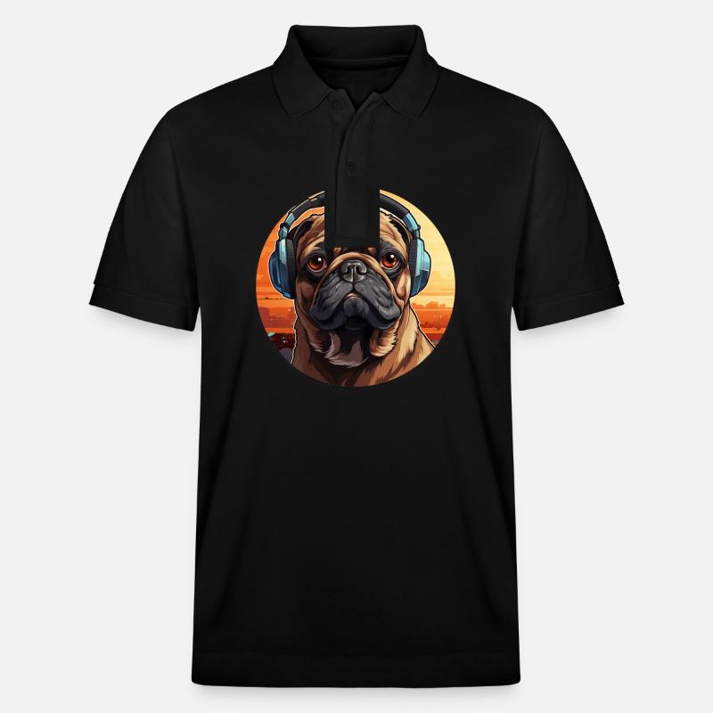 Mops mit Kopfhörer - Stanley/Stella Unisex Bio-Poloshirt PREPSTER - Schwarz