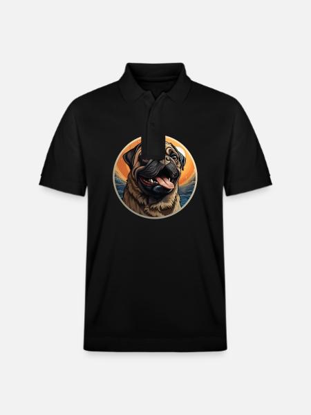 Faithful looking pug head - Stanley/Stella Unisex Organic Polo Shirt PREPSTER - black