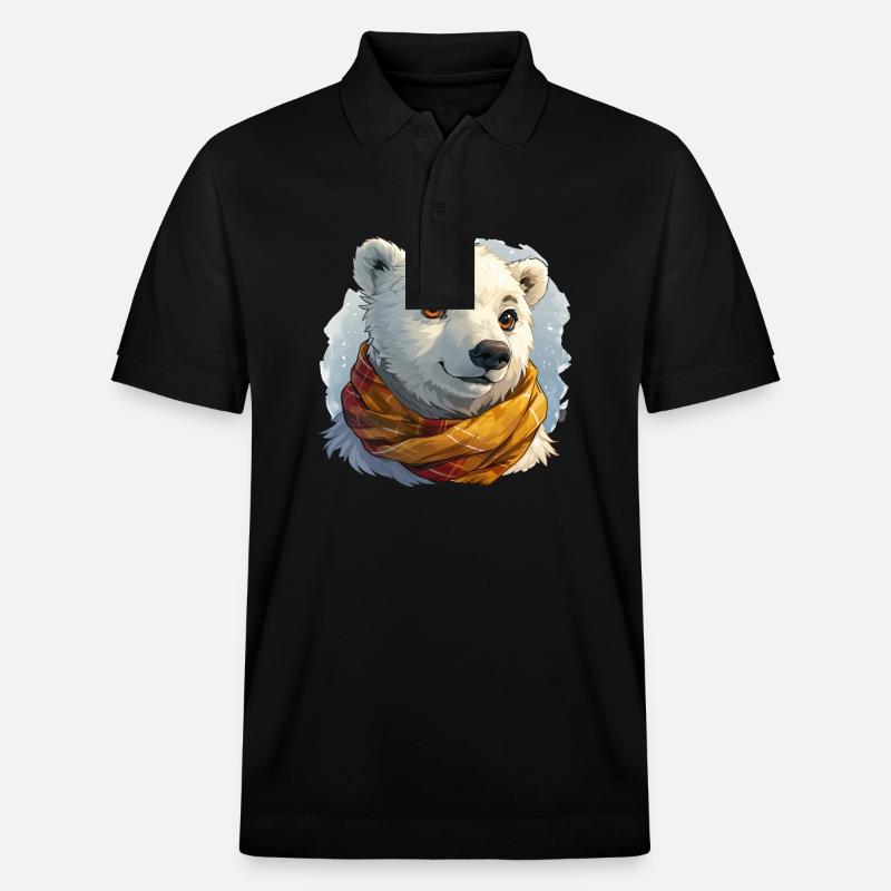 Eisbär mit Schal - Stanley/Stella Unisex Bio-Poloshirt PREPSTER - Schwarz