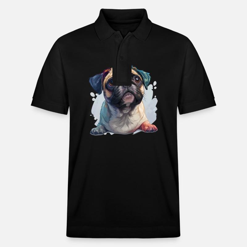 Niedlicher kleiner Mops - Stanley/Stella Unisex Bio-Poloshirt PREPSTER - Schwarz