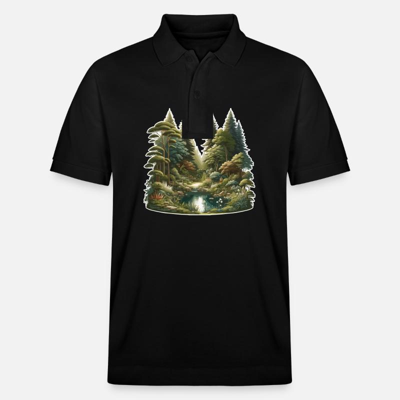 Landschaft - Illustration - Stanley/Stella Unisex Bio-Poloshirt PREPSTER - Schwarz