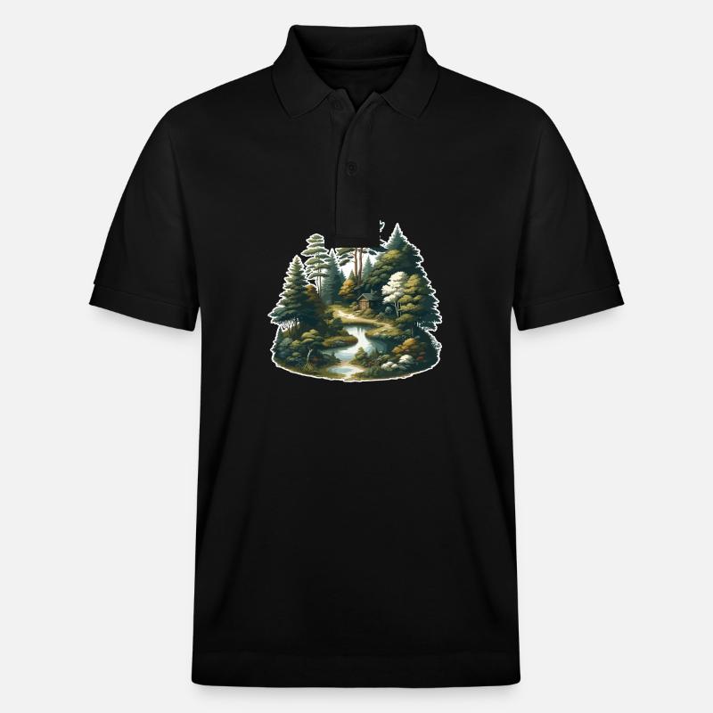 Landschaft - Illustration - Stanley/Stella Unisex Bio-Poloshirt PREPSTER - Schwarz