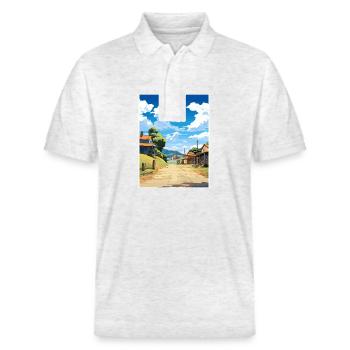 Sovereign Hills Australien Vintage Reiseposter - Stanley/Stella Unisex Bio-Poloshirt PREPSTER - Weiß meliert - Vorne - Roxy (174cm) & Andy (188cm)