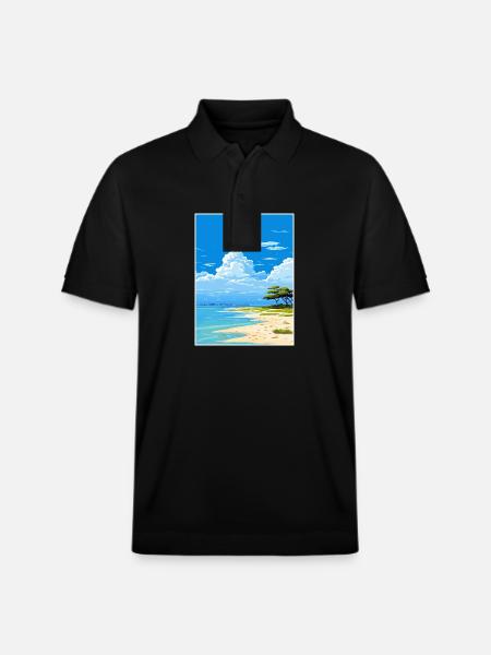 Lady Elliot Island Australia Deco Travel Poster - Stanley/Stella Unisex Organic Polo Shirt PREPSTER - black