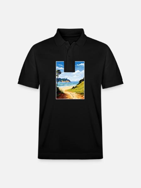 Abel Tasman kystspor New Zealand souvenir - Stanley/Stella PREPSTER økologisk unisex poloshirt - sort