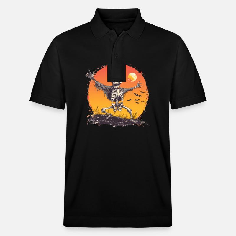 Danse Squelette Crâne Halloween - Polo PREPSTER bio Stanley/Stella Unisexe - noir