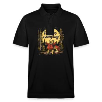 Lets Go Camping Bär - Stanley/Stella Unisex Bio-Poloshirt PREPSTER - Schwarz - Vorne - Roxy (174cm) & Andy (188cm)