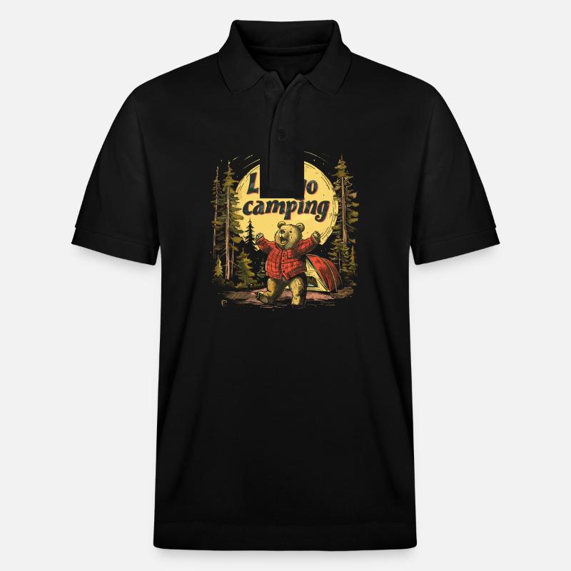 Allons camper l’ours - Polo PREPSTER bio Stanley/Stella Unisexe - noir