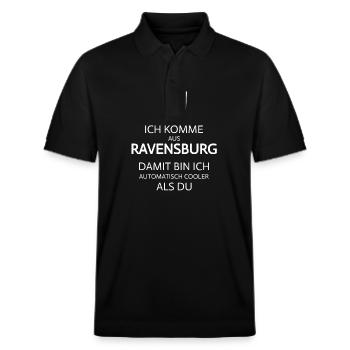 Ich komme aus Ravensburg Oberschwaben - Stanley/Stella Unisex Bio-Poloshirt PREPSTER - Schwarz - Vorne - Roxy (174cm) & Andy (188cm)