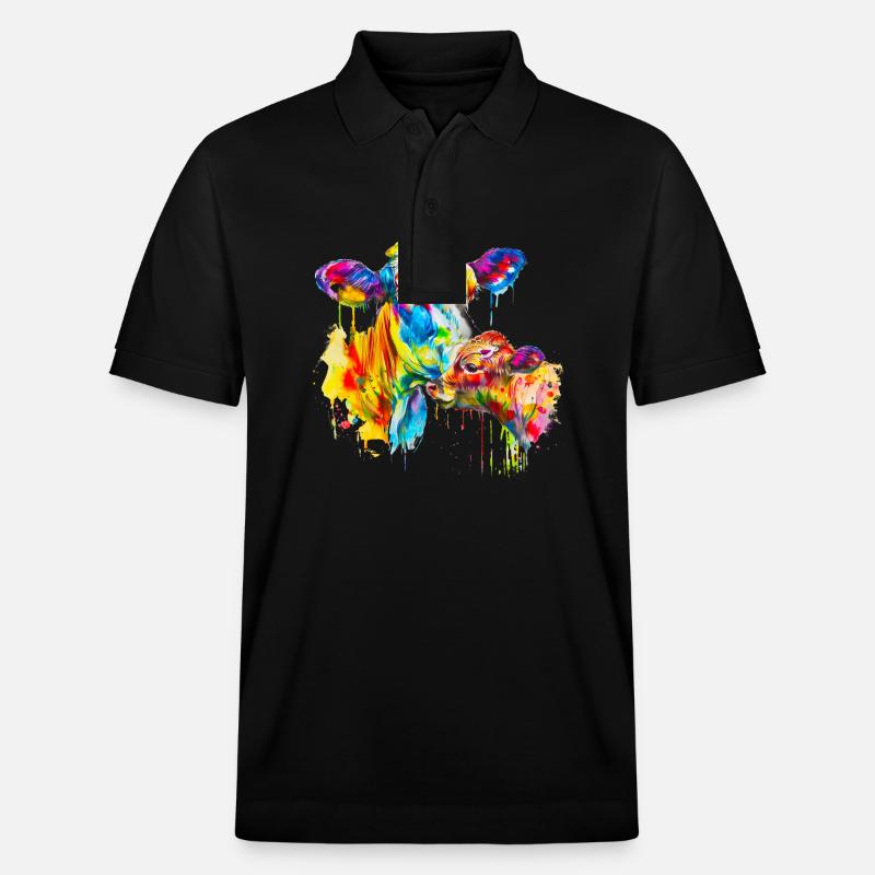 Kuh und ihr Kalb, Mutterkuh - Stanley/Stella Unisex Bio-Poloshirt PREPSTER - Schwarz