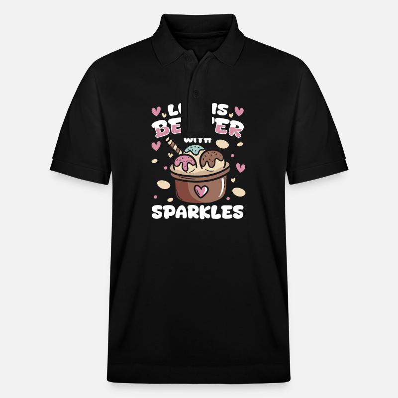 Eiscreme Waffel Eistüte - Stanley/Stella Unisex Bio-Poloshirt PREPSTER - Schwarz
