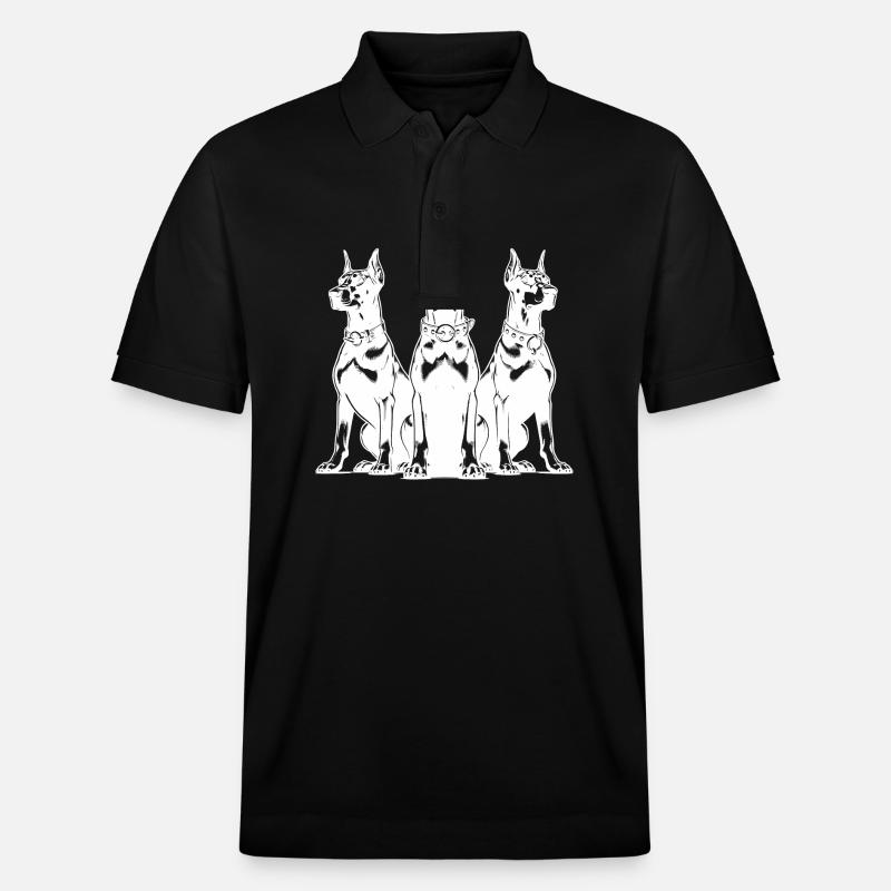 Drei wachsame Dobermänner Hunde - Stanley/Stella Unisex Bio-Poloshirt PREPSTER - Schwarz
