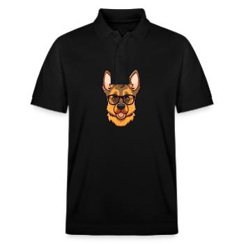 German Shepherd Dog Breed Watercolor Cartoon Kawai - Stanley/Stella Unisex Organic Polo Shirt PREPSTER - black - Front - Roxy (174cm) & Andy (188cm)