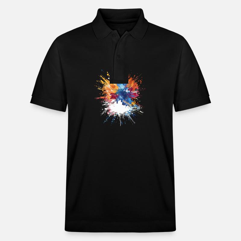 Farbexplosion - Stanley/Stella Unisex Bio-Poloshirt PREPSTER - Schwarz