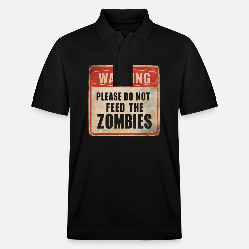 Warnung Zombies nicht füttern Warnschild - Stanley/Stella Unisex Bio-Poloshirt PREPSTER - Schwarz
