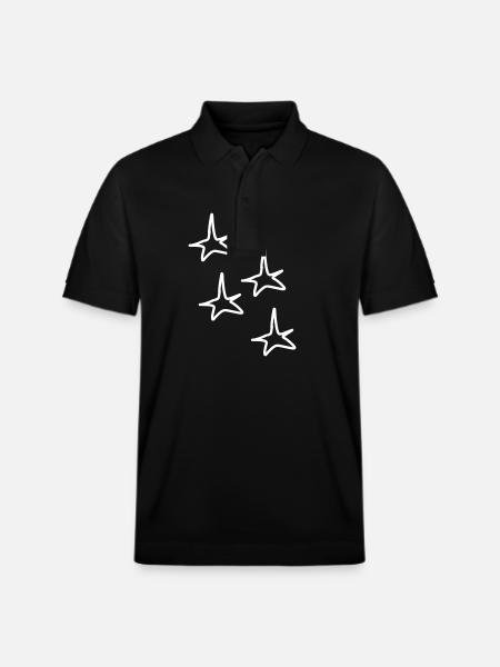 Four Star Star Symbol Shapes - Stanley/Stella Unisex Organic Polo Shirt PREPSTER - black