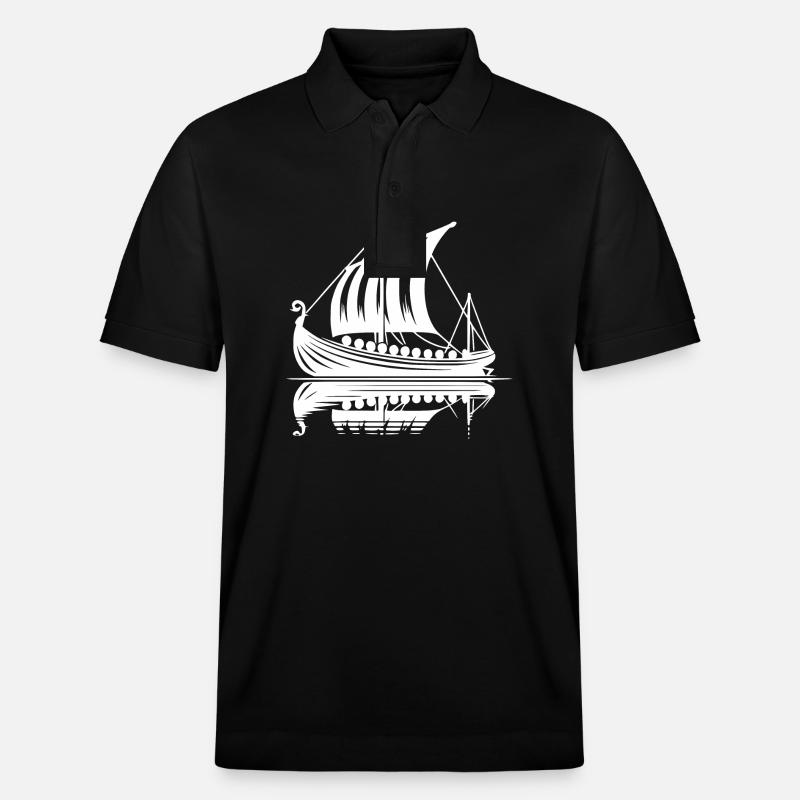 Starkes Wikinger Drachenboot mit Segel - Stanley/Stella Unisex Bio-Poloshirt PREPSTER - Schwarz