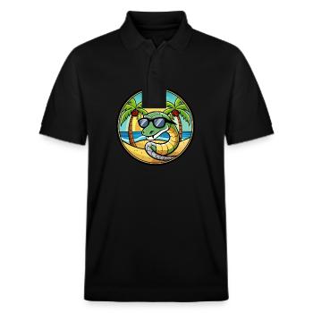 Serpent Drôle Dessin Animé Plage D’été Lunettes De Soleil Cool - Polo PREPSTER bio Stanley/Stella Unisexe - noir - Devant - Roxy (174cm) & Andy (188cm)