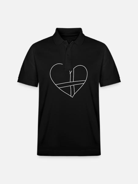 Heart Lines Ribbon Patch - Stanley/Stella Unisex Organic Polo Shirt PREPSTER - black