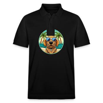 Picardy Spaniel Dog Breed Cartoon Sunglasses Beach - Stanley/Stella Unisex Organic Polo Shirt PREPSTER - black - Front - Roxy (174cm) & Andy (188cm)