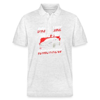 Drifting Straßenrennen - Stanley/Stella Unisex Bio-Poloshirt PREPSTER - Weiß meliert - Vorne - Roxy (174cm) & Andy (188cm)