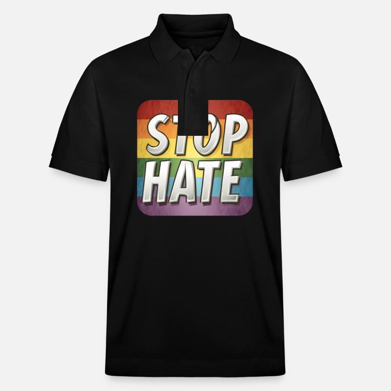 LGBTQ Stop Hate - Stanley/Stella Unisex Organic Polo Shirt PREPSTER - black