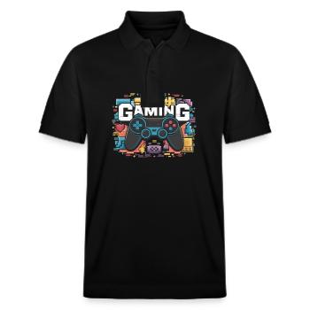 Gaming - Controllers - Stanley/Stella Unisex Organic Polo Shirt PREPSTER - black - Front - Roxy (174cm) & Andy (188cm)
