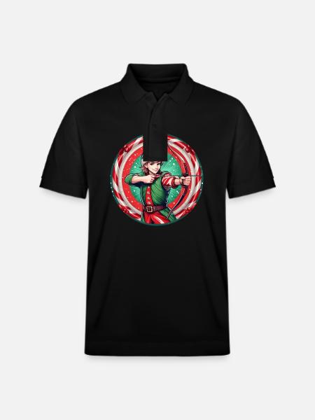 Weihnachtself Bogenschießen - Stanley/Stella Unisex Bio-Poloshirt PREPSTER - Schwarz