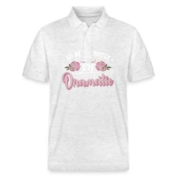 Dramaqueen weiblich mimimi - Stanley/Stella Unisex Bio-Poloshirt PREPSTER - Weiß meliert - Vorne - Roxy (174cm) & Andy (188cm)