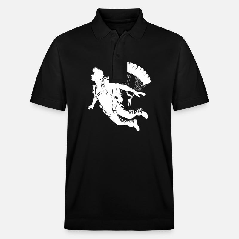 Two skydivers skydiving - Stanley/Stella Unisex Organic Polo Shirt PREPSTER - black